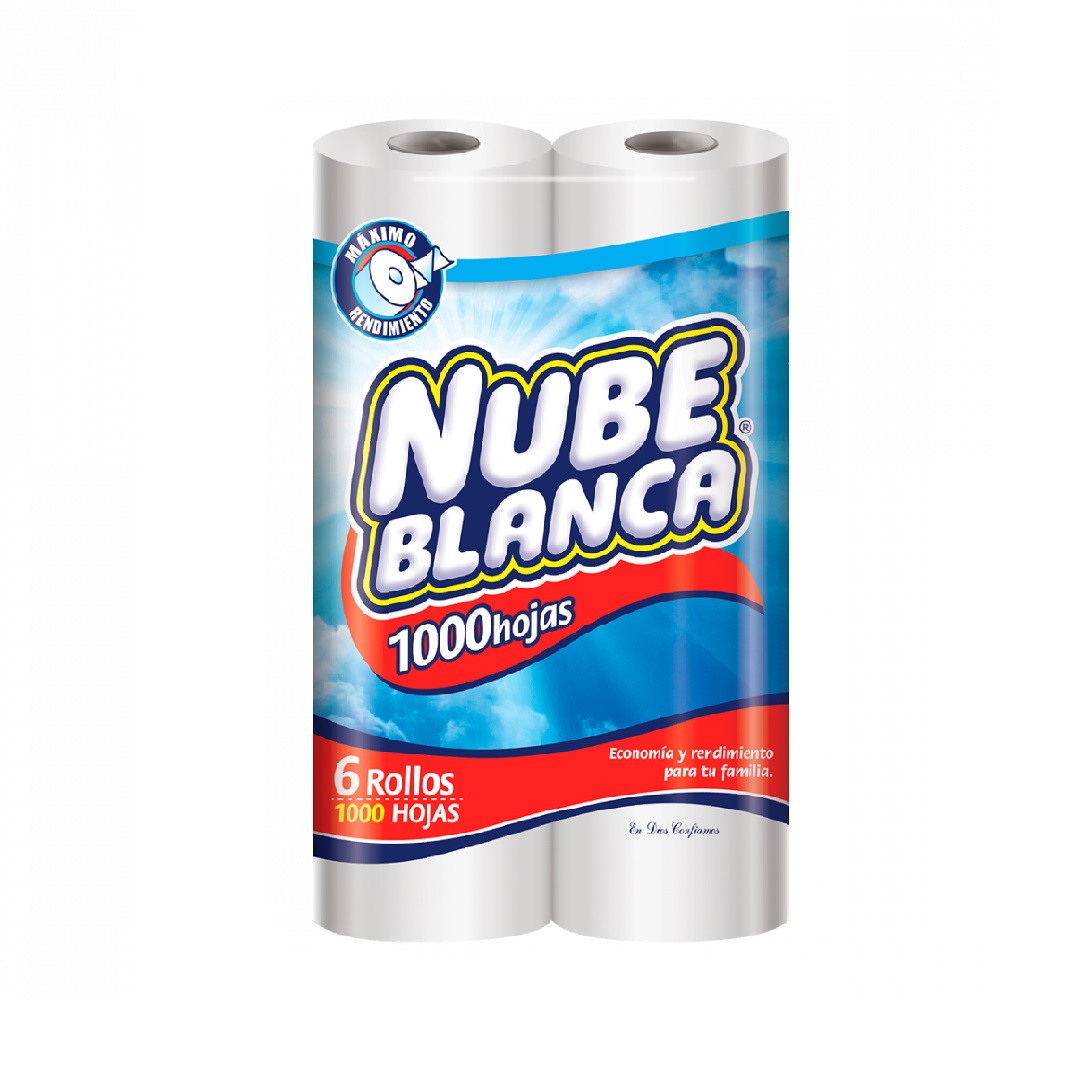 Nube Blanca 1,000 Hojas 6 Rollos
