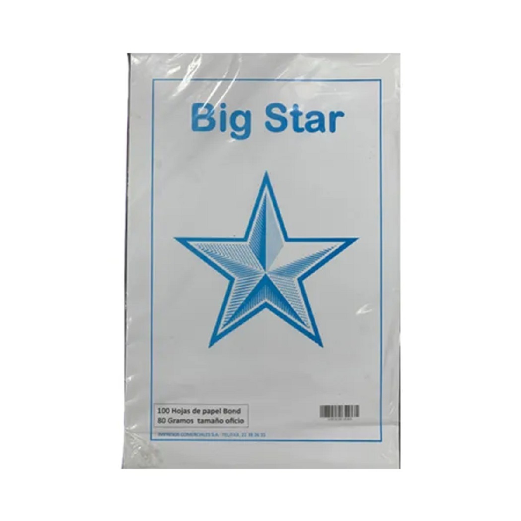 Ciento Hojas Blancas Bond T/Oficio 80G Big Star